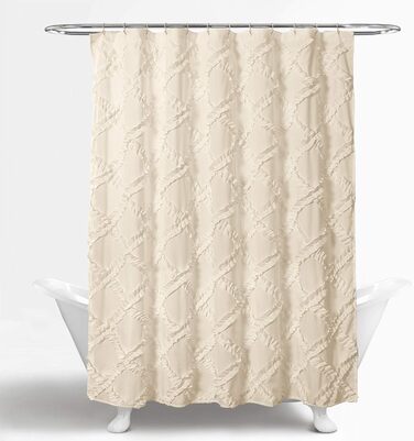 Штора для ванної Lush Decor, Шabby Chic, дизайн у стилі ферми, 182.9 x 182.9 см, слонова кістка/світло-жовтий