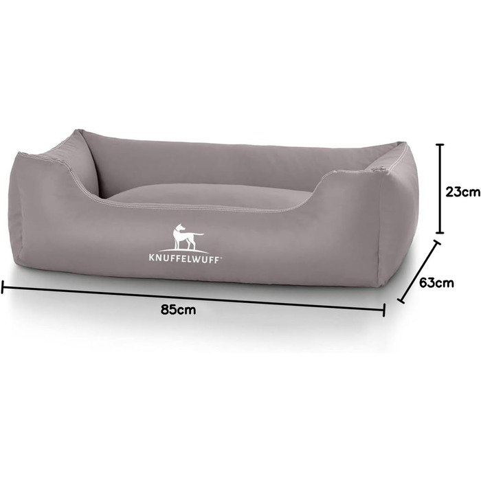 Knuffelwuff Faux Leather Dog Bed Sidney XXL 120 x 85cm - Removable Cover - Easy to Clean - for Large, Medium and Small Dogs (Grey, L 85 x W 63 x H 23 cm)