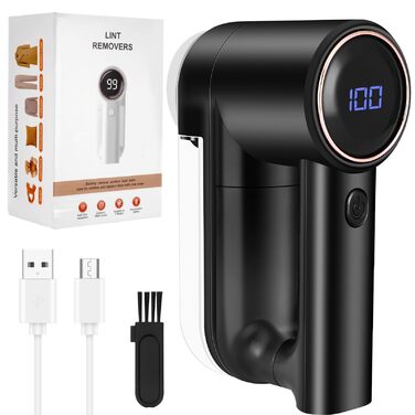 Електричний видалення ворсу Fusselrasierer: 3 режими, 6-клинковий насадка, LCD-дисплей, безпечний, для різних тканин, чорний