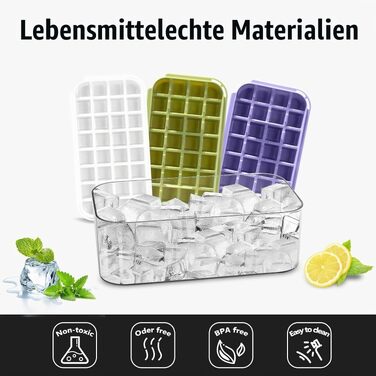 Контейнер для льоду з кришкою та 4 формами для кубиків льоду, лопаткою, білий (на 200 кубиків, 64 шт за заповнення) — для віскі, коктейлів та кави