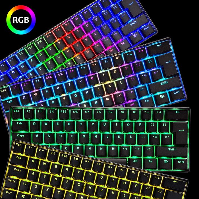 Ігровий комплект клавіатури та миші MK21: RGB механічна клавіатура 60% (62 клавіші), миша 6400 DPI, килимок для миші, сумісний з PS4, Xbox, PC, чорний/Blue Switch Black