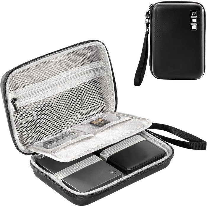 Захисний кейс ProCase для зовнішніх жорстких дисків Canvio Basics, WD Elements, My Passport, Seagate Backup Plus Slim (1/2/3/4TB) - чорний