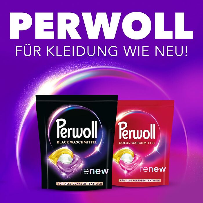 Капсули для прання Perwoll Renew Caps Black для темних речей, All-in-1, відновлення кольору та волокон, 80 прань (2 x 40 шт)