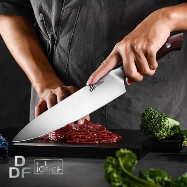 Професійний кухонний ніж шеф-кухаря 8 дюймів з японської нержавіючої сталі, ультрагострий, ергономічна ручка, у подарунковій коробці