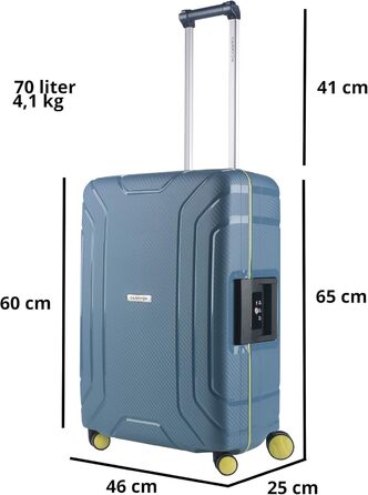 Чемодан CarryOn Steward Hartschalen Mittelgroßer 65см з TSA замком, середній, синій (XL)