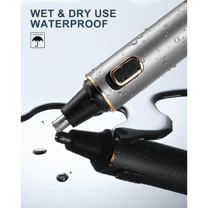 Триммер для носа Areyzin 2025 Upgrade: рожевий/сірий, водонепроникний, з двома лезами