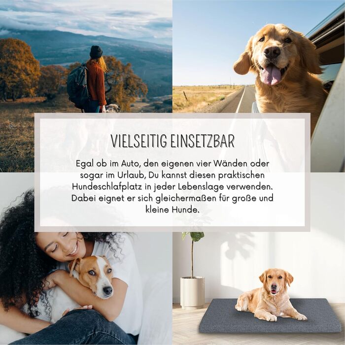 Лежанка для собак Leo 100x60x5 см та килимок 60x100 см, антрацит, знімний чохол, м'яка підкладка