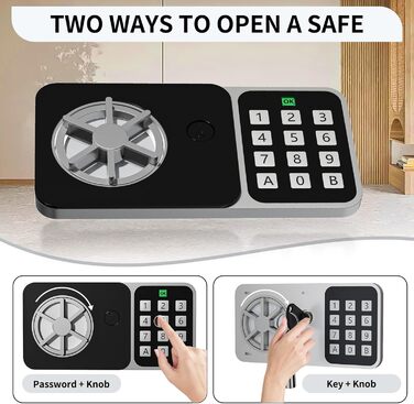 KABISAFE Сейф цифровий 6,8 л, маленький сейф для дому, електронна касове сховище, настінний сейф для домашнього офісу з 2 ключами, міні-сейф 23 x 17 x 17 см, Синій (Білий)