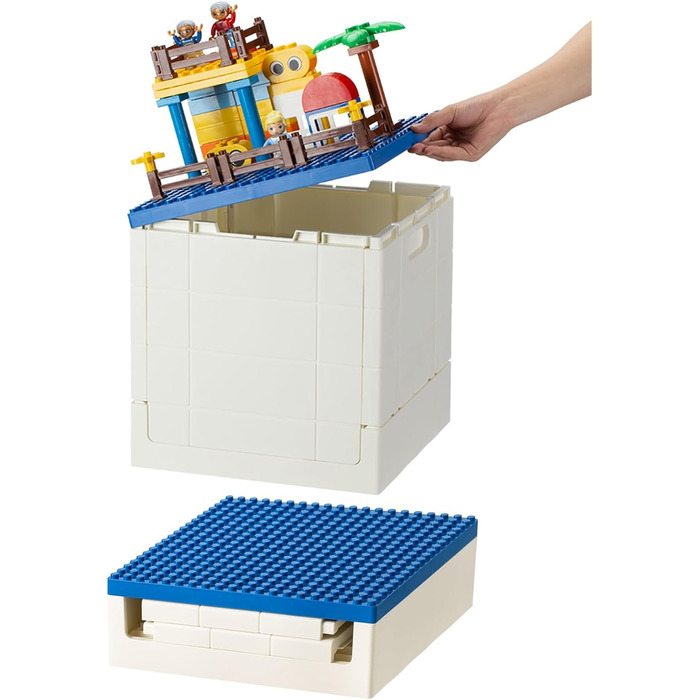 Складна коробка для зберігання з кришкою-платформою для Duplo, 25 л, SHIMOYAMA, синя, для конструктора Lego Duplo, пластиковий контейнер, штабельований, багатофункціональний