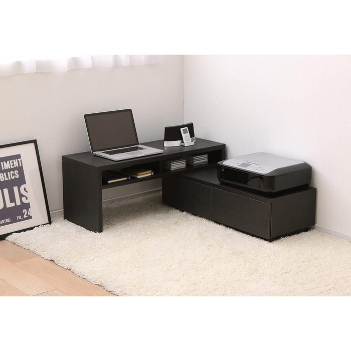 Iris Ohyama TV Furniture, TV Cabinet, TV Stand, TV Wall Mount for screens up to 43 inches, 4 shelves, Extendable, Contemporary, Bedroom, Living Room - TV Cabinet - SAB-100 - White Oak (Black Oak, TV size up to 43 inches, Expandable)