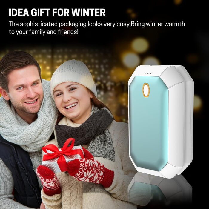 Електричні грілки для рук, 2 шт., 4000mAh, портативні, для активного відпочинку, кемпінгу, полювання, гольфу, зимові подарунки для жінок, чоловіків, сімей (блакитний)