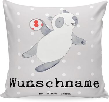 Іменна подушка з пандою для гандболу Mr. & Mrs. Panda – персоналізований подарунок із друком, для спортсменів і фанатів гандболу, з іменем
