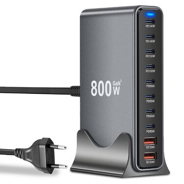 Зарядний пристрій GaN III 140W/100W USB-C 10-в-1, PD QC20W для MacBook, iPad, iPhone, HP, Samsung Galaxy та інших пристроїв