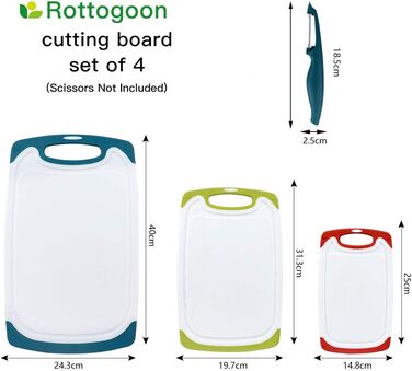 Набір дерев'яних обробних дощок для кухні з неслизькими ніжками та сафтовою канавкою, BPA-free, придатні для миття в посудомийній машині (синій+зелений+червоний)