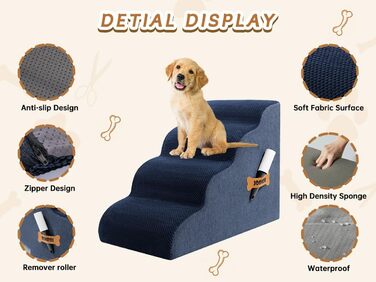 Сходинки для собак та котів ROMROL - 4 сходинки, Marine (Морський колір)