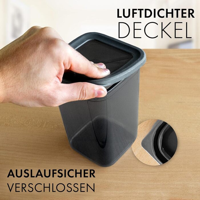 Герметичні контейнери для зберігання з кришкою [набір 12 шт] – Складні та економні контейнери для кухні – Ідеально підходять для борошна, макаронів, мюслі та іншого – Набір контейнерів для продуктів у антрацитовому кольорі