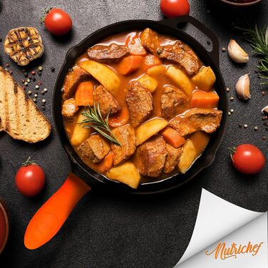 Сковорода NutriChef 30 см з кришкою, антипригарна, чавунна, з високим бортиком і силіконовою ручкою, для індукції, газу, електро- та керамічних плит, без PFOA та PFOS