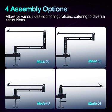 Кріплення для мікрофона на шарнірній стійці (Boom Arm) для Blue Yeti, до 1.5 кг, з адаптером 3/8' - 5/8'