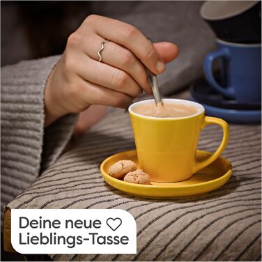 Набір чашок еспресо Cosumy 6 шт. з підставками - кераміка, кольорові, 70 мл, з можливістю складання, зберігає тепло, сучасний дизайн, подарункова коробка