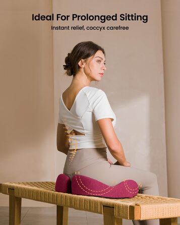 Ортопедична подушка для сидіння ProtoArc для офісного крісла: ергономічна, з піною Memory Foam, для рівномірного розподілу тиску, для комфорту протягом дня (Рожева, велика)