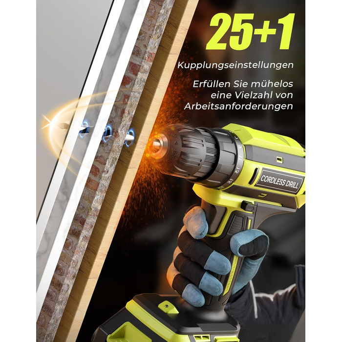 Акумуляторний шуруповерт-дрель 20V, 56 шт. в наборі, 42Nm, LED-підсвітка, для дому та ремонту