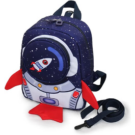 Дитячий рюкзак для садка та школи Kinderrucksack, темно-синій, з поворотком, для дітей 1-3 років, форма ракети