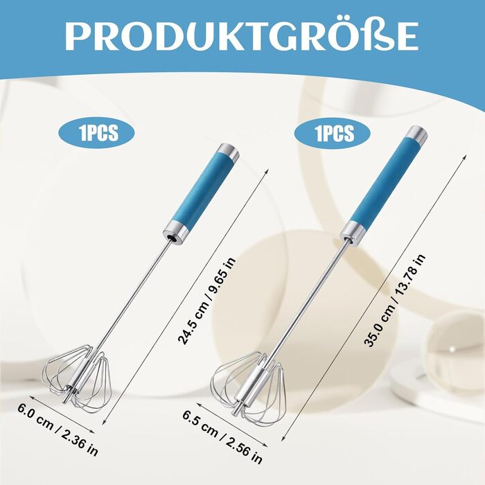 Набір з 2 штук напівавтоматичних міксерів для випічки та приготування їжі на природі, нержавіюча сталь, 10 та 12 дюймів