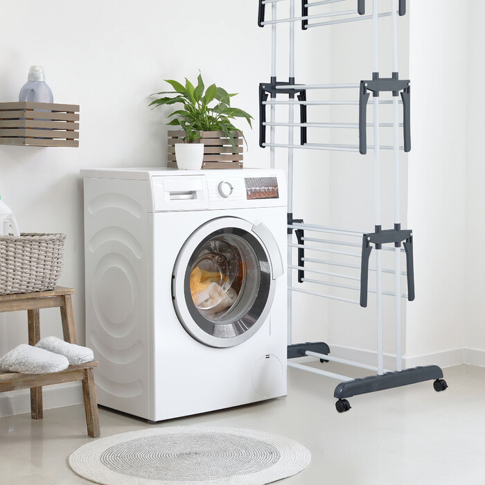 Relaxdays Clothes Rail Tower with Wheels