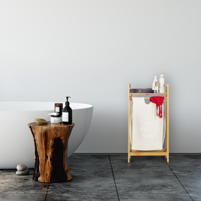 Relaxdays Bamboo Laundry Basket, Extendable