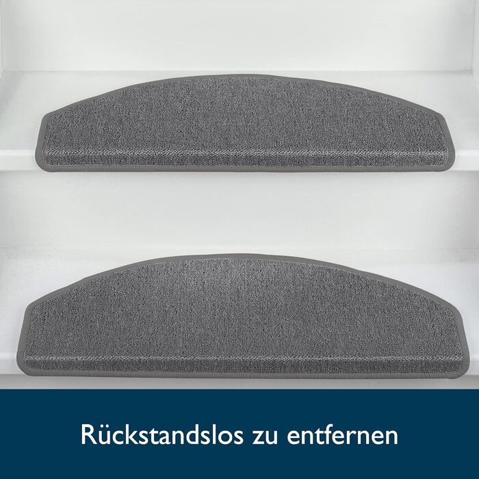 Beautissu Stair Treads - 55x15 cm - 15 Pack - Non-Slip Indoor Stair Mats - Carpet Stair Treads for Narrow Stairs - ProStair - Grey
