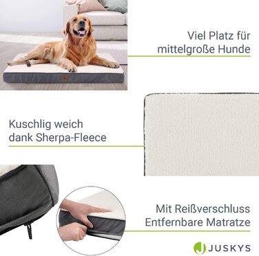 Ортопедичне ліжко для собак Juskys Milow, 76x51 см, знімний чохол, для маленьких собак, сірий, 69x92x8 см, бежеве