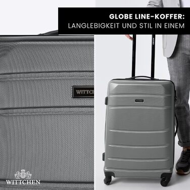 ВалізаWITTCHEN Globe Line сірого кольору (4 шт.): велика, середній, маленька, ручна. ABS, телескопічна ручка, кодовий замок, 4 колеса