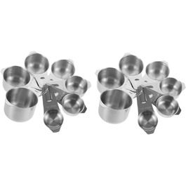 Amosfun 2-Piece Baking Tool Set: Automatic Soap Dispenser, Noisy Cup Scoop, Measuring Spoon, Cup Measure, Bowl Holder Clip, Adjustable, for Coffee Cups and Bowls, Stainless Steel, Silver