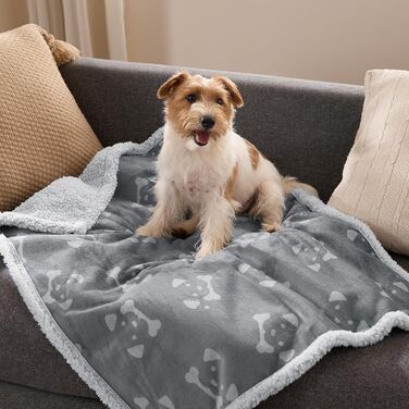Водонепроникний коврик для собак BEDSURE великих порід - 127x102 см, миючий, з Sherpa Fleece, для захисту дивану, коврик для котів, сірий