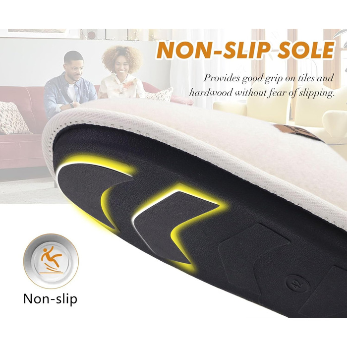 Тапочки чоловічі COFACE з фетру, теплі, зручні, пухнасті, з антиковзною гумовою підошвою, розмір 40-49 (Бежево-білий, 41 EU)