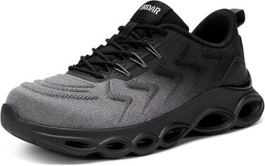 Черевики захисні чоловічі/жіночі LARNMERN зі сталевим підноском. Легкі, зручні, кольорові. Розмір 47 EU, темно-сірий.