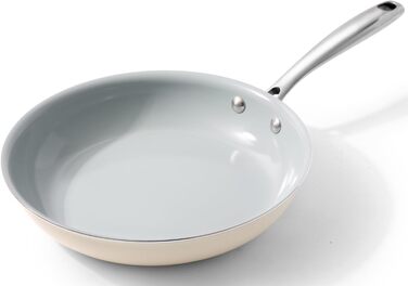 Керамічна сковорода Cookersway 28 см з антипригарним покриттям для індукції, млинців та оладок, кремова
