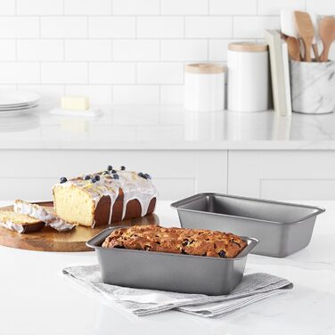 Amazon Basics - Loaf Pan, Non-Stick, Carbon Steel, 20.3 cm x 10 cm, 2-Pack & Multi-Purpose Kitchen Knife/Scraper, Stainless Steel