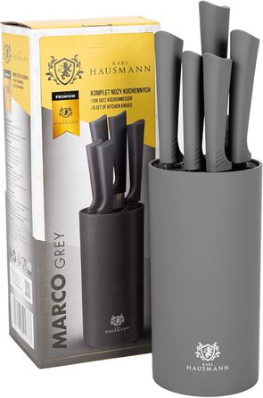 Набір ножів Karl Hausmann 5 предметів: набір ножів, ніжний блок, кухонні ножі з нержавіючої сталі (сірий)