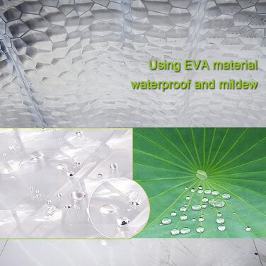 Шторка для душу OTRAKI 240 x 200 см, антигрибкова, EVA, водонепроникна, з кільцями, 3D, для ванної кімнати