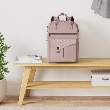 Рюкзак Lekesky для жінок: шкільний, з відділенням для ноутбука 15.6 дюймів, антикрадійний, рожевий