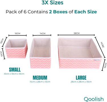 Qoolish Rosa Drawer Organizer, Set of 6 Sturdy Drawer Organizers to Sort Your Bedroom, Closet, and Drawer - Organize Your Space with our foldable