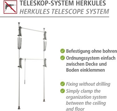 WENKO Telescopic System Hercules Flex, adjustable organization system, wardrobe system