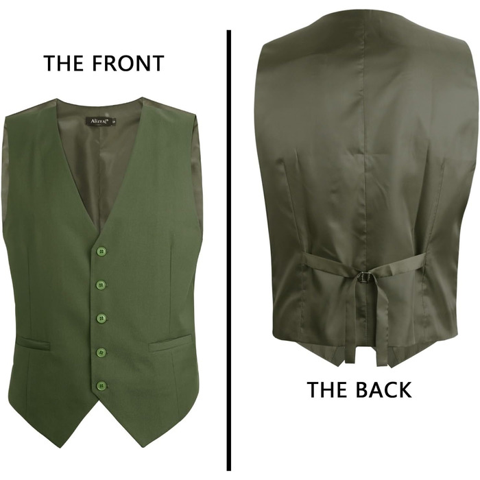 Айзеа Кашіше однотонна чоловіча жилетка для ділового костюма, нормальний крій, смокінг-жилетка для весілля (XL, хакі)