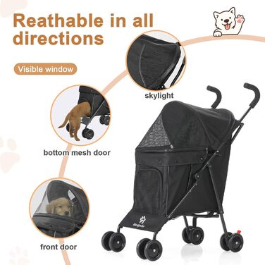 Візок Wedyvko Reisebuggy для собак та котів, чорний, до 15 кг