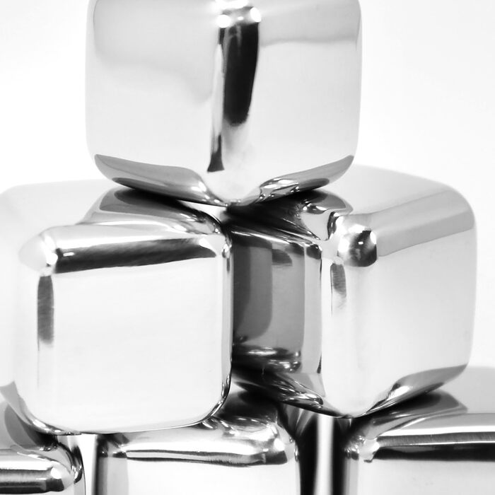 Набір для віскі Com-Four® з нержавіючої сталі: 12 кубиків льоду, мішечок для зберігання та подарункова коробка. Багаторазові кубики льоду для віскі, джину, тоніку та коньяку