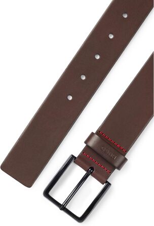 Чоловічий шкіряний ремінь HUGO Gionio SZ40 з логотипом на петлі, колір 80 (темно-коричневий 202)