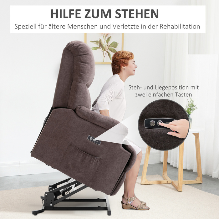 HOMCOM Electric Recliner TV Chair with Lift Assist, Reclining Function, USB Port, Padded TV Chair with Footrest, Side Pocket, Dark Grey | Aosom