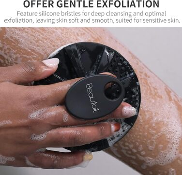 Силіконова щітка для тіла BEAUTAIL, м'яка пілінг-щітка для тіла, для жінок та чоловіків, чутлива шкіра, чорна