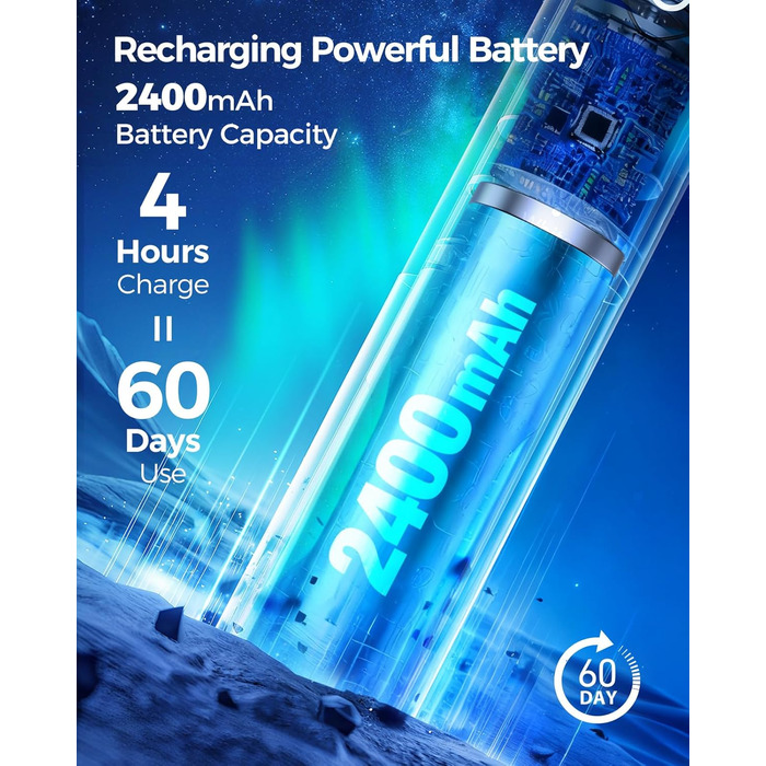 Електрична зубна щітка Rotierende для дорослих з 8 насадками, 4 режими чищення, 60 днів роботи, Smart-таймер 2 хв - професійна електрична зубна щітка (синя)